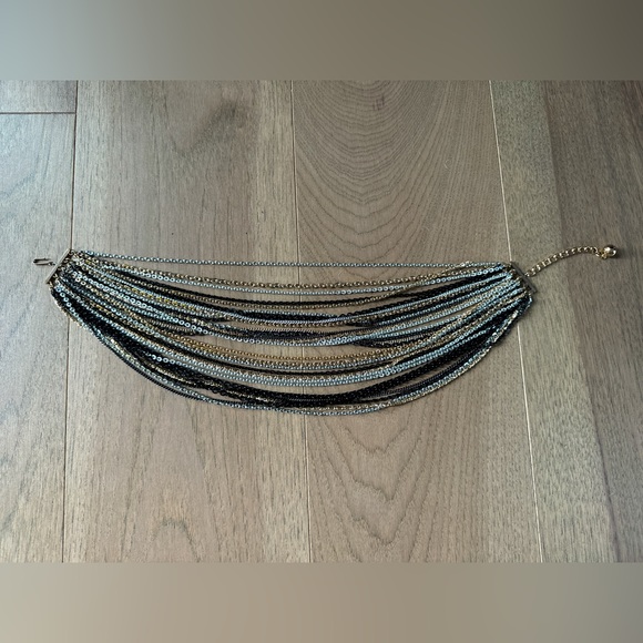 Multi-strand chain necklace - gold, silver, black - Picture 3 of 3